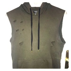 Sleeveless Distressed Hoodie